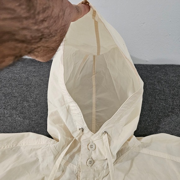 Arizona Jean Co Mens XL Hooded Field Jacket Cream Cotton Nylon Light Parka Coat - Picture 6 of 14
